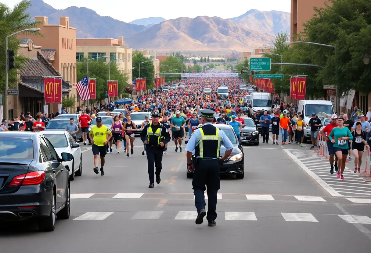Police officer managing traffic during a marathon in Scottsdale