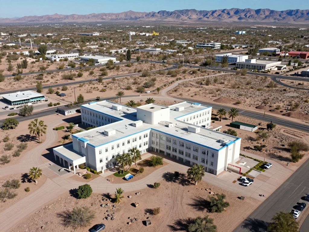 Aerial view of a remote desert area near Mayo Clinic in Phoenix