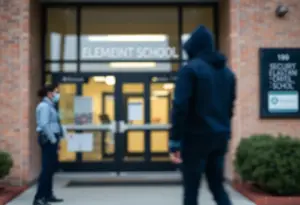 Security measures being reviewed at an elementary school entrance