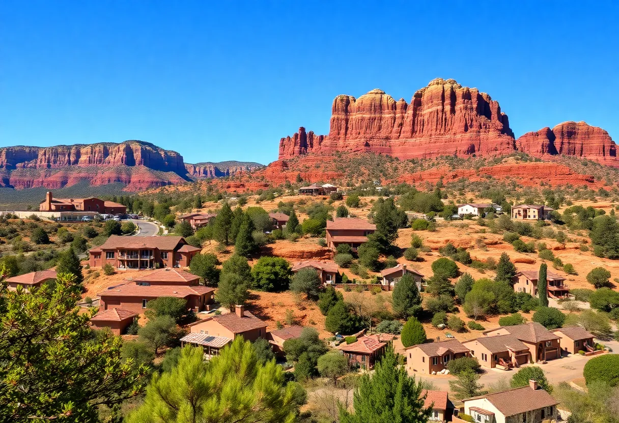 Beautiful homes in Sedona, Arizona with red rock backdrop