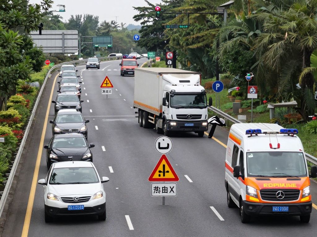 Emergency response at a semi-truck rollover accident on Loop 303.