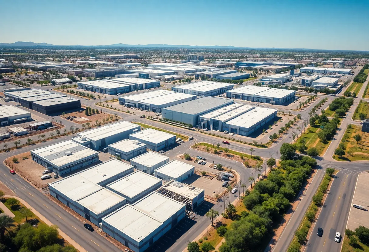 Aerial view of Speed Bay's new industrial properties in Phoenix