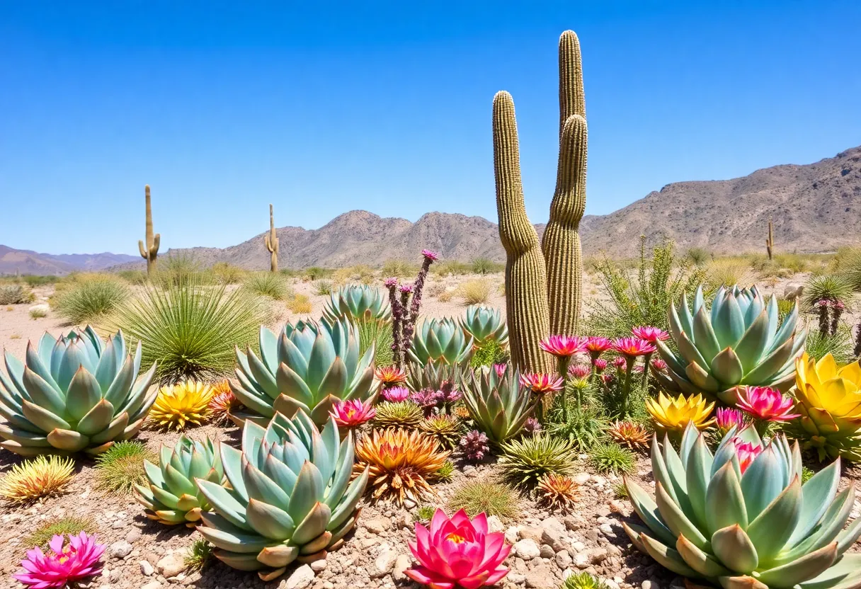 A lush succulent garden thriving under the Phoenix sun