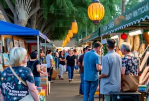 Market scene in Phoenix with local vendors and customers