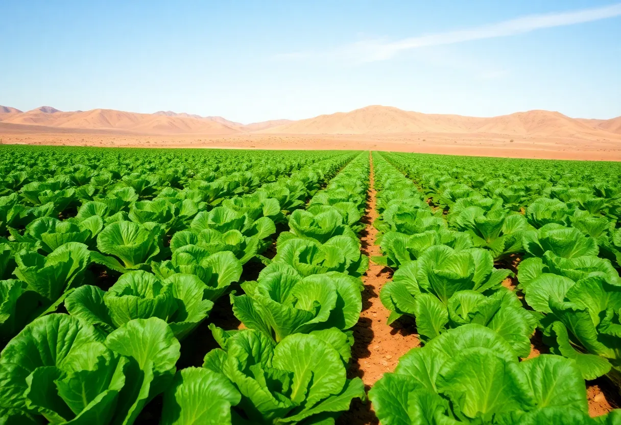 Lettuce field under innovative agricultural techniques