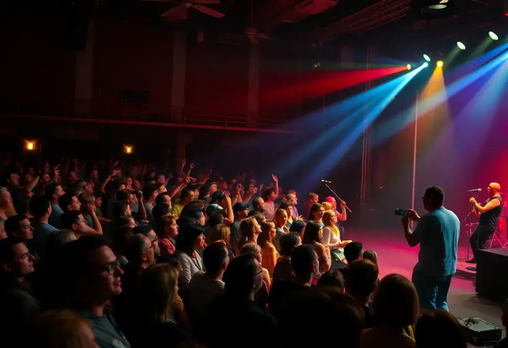 Audience enjoying a live concert performance.