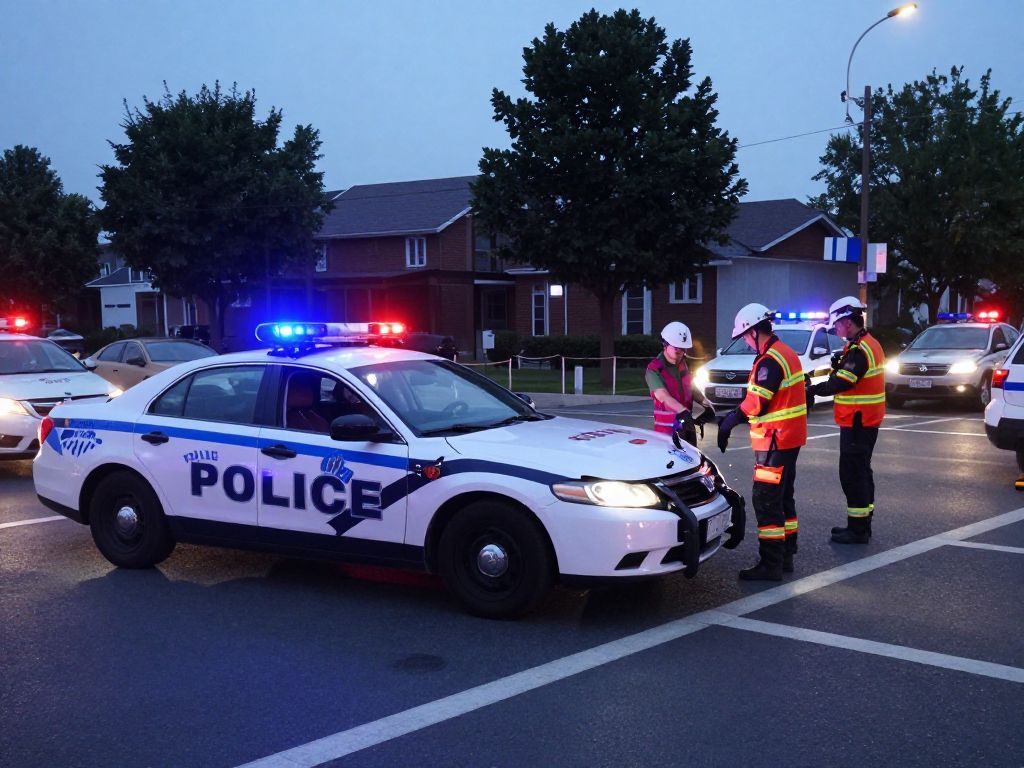 Traffic accident scene involving Tempe police officer and another vehicle