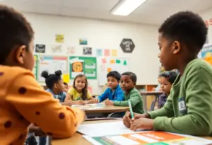 Classroom scene at a top-ranked elementary school in Phoenix, showcasing engaged students and a diverse learning environment.