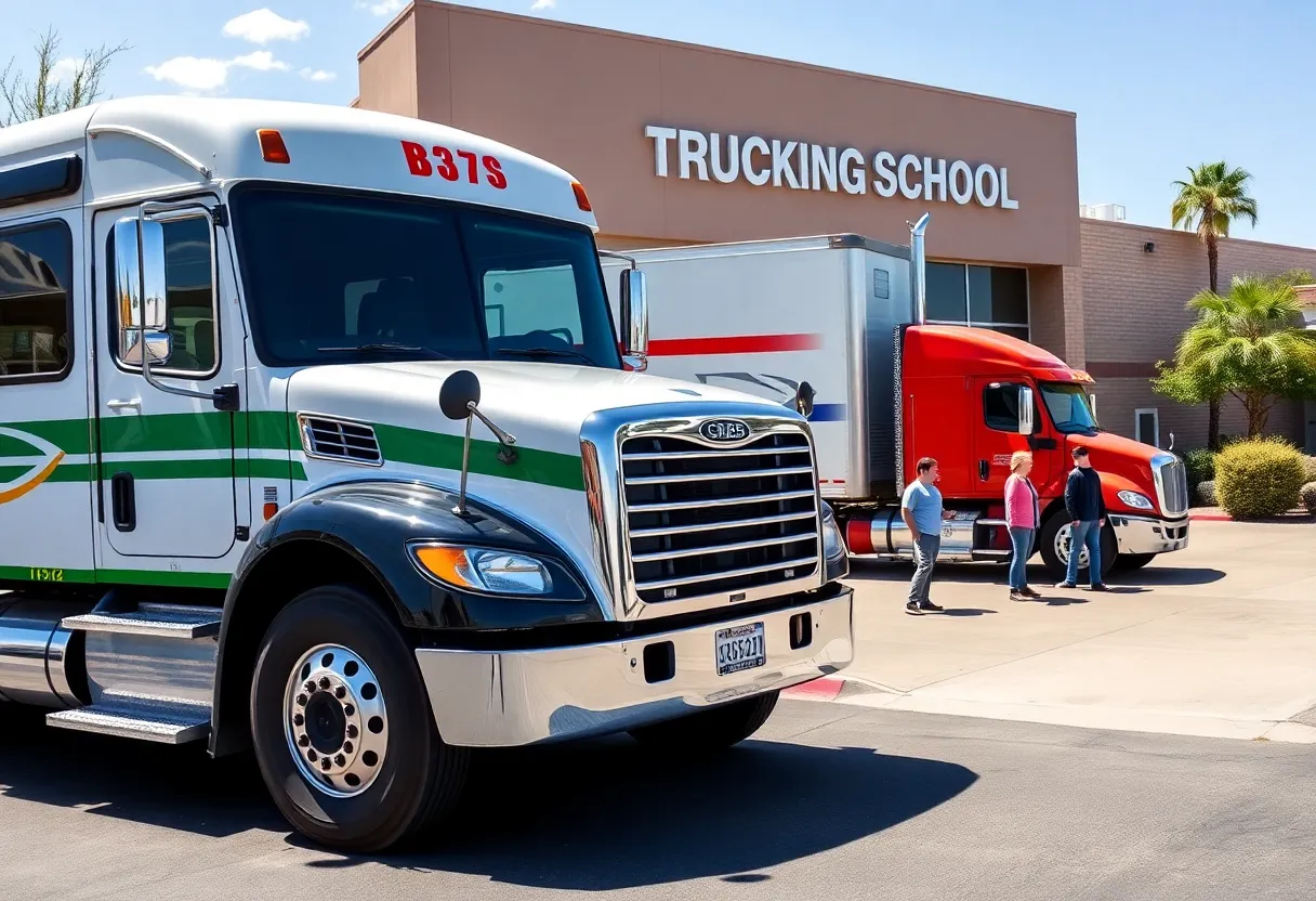Students learning at a trucking school in Phoenix, Arizona
