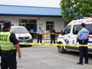Police investigation scene at a Goodwill donation center in Tucson