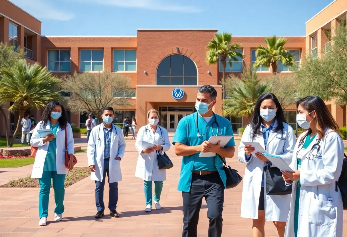 Medical students from the University of Arizona interacting in Yuma, Arizona.
