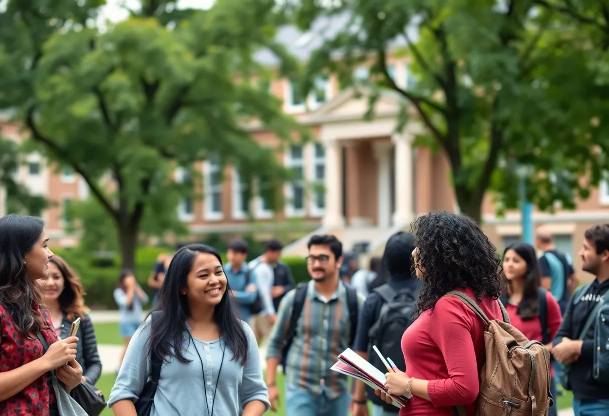 Students on University of Arizona campus engaging in academic discussions