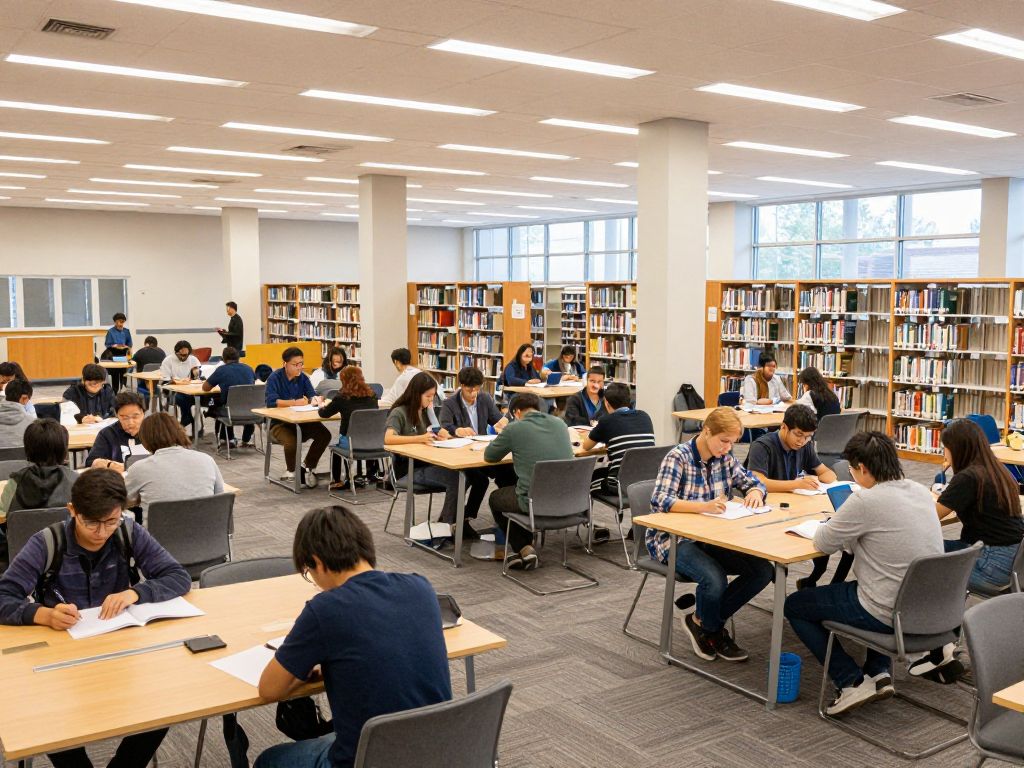 Student studying in the University of Arizona Library during finals week.