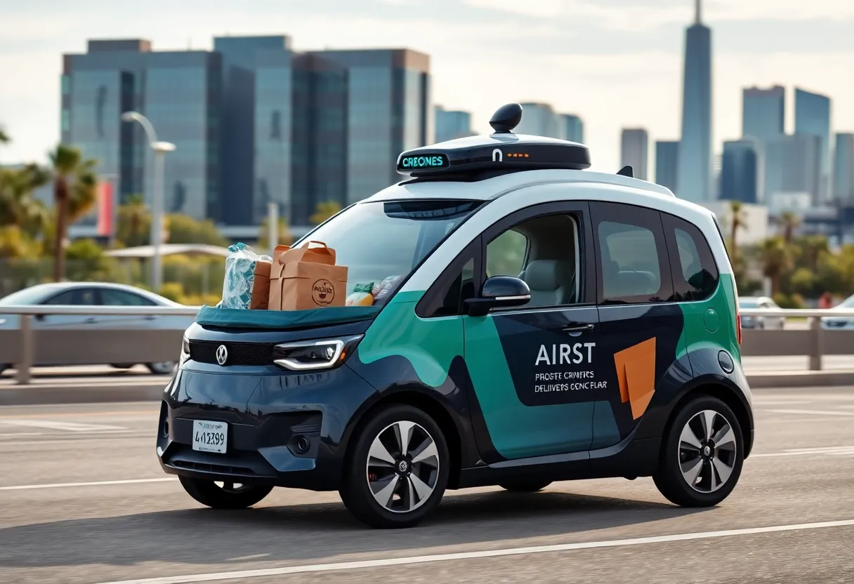 Self-driving vehicle from Waymo delivering groceries in Phoenix