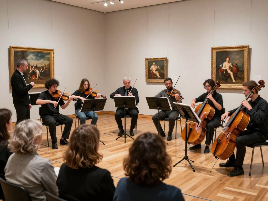 Violin performance at the Arizona Bach Festival in a museum setting