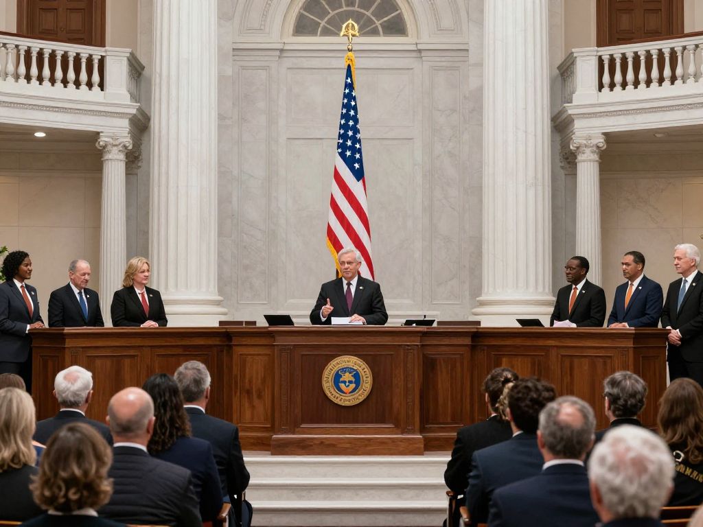 Arizona lawmakers presenting a state flag at the Capitol
