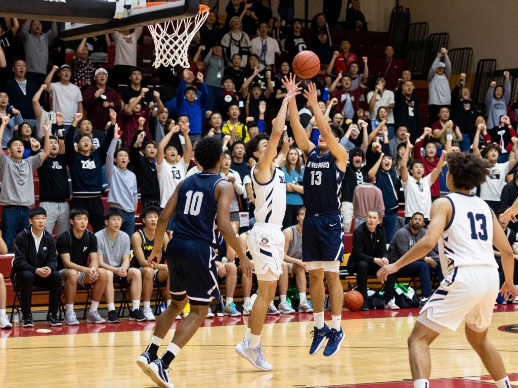 College basketball players in action during a game