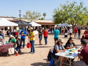 A vibrant community event in Arizona with diverse activities and participants.