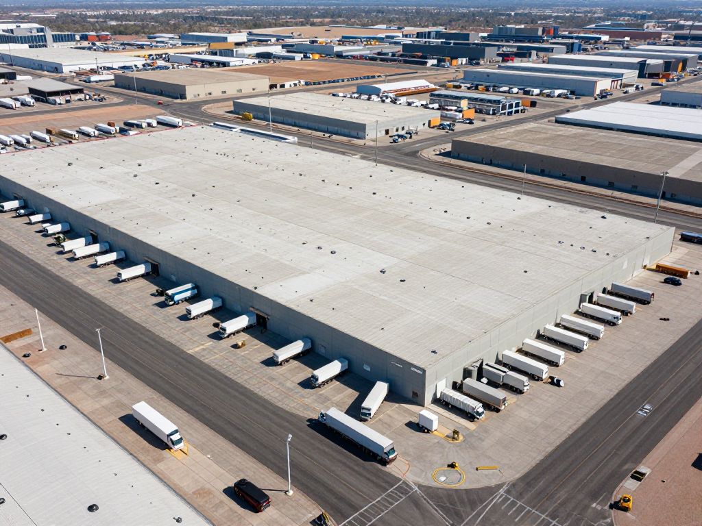 Logistics hub in Arizona featuring warehouses and transport infrastructure