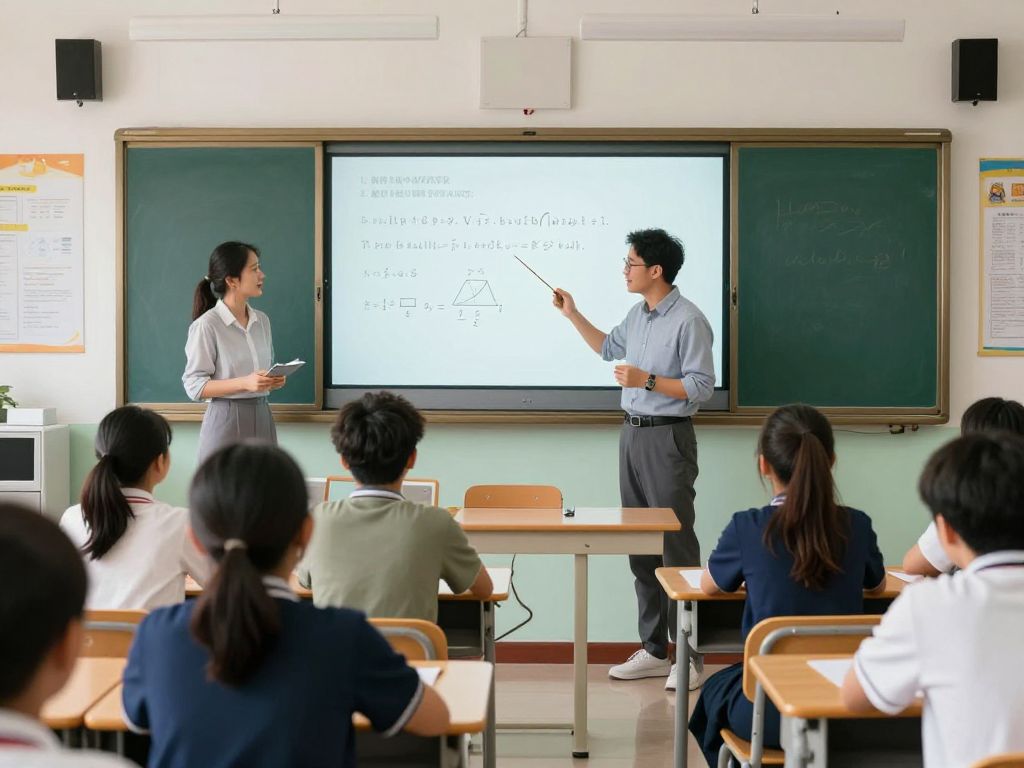 Teachers collaborating in a classroom to enhance math instruction.