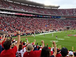 Fans supporting Arizona State football at Mountain America Stadium