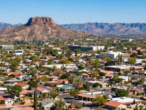Scenic view of Arizona with houses and economic development.