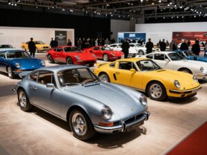 Collector cars displayed at Barrett-Jackson auction in Scottsdale.