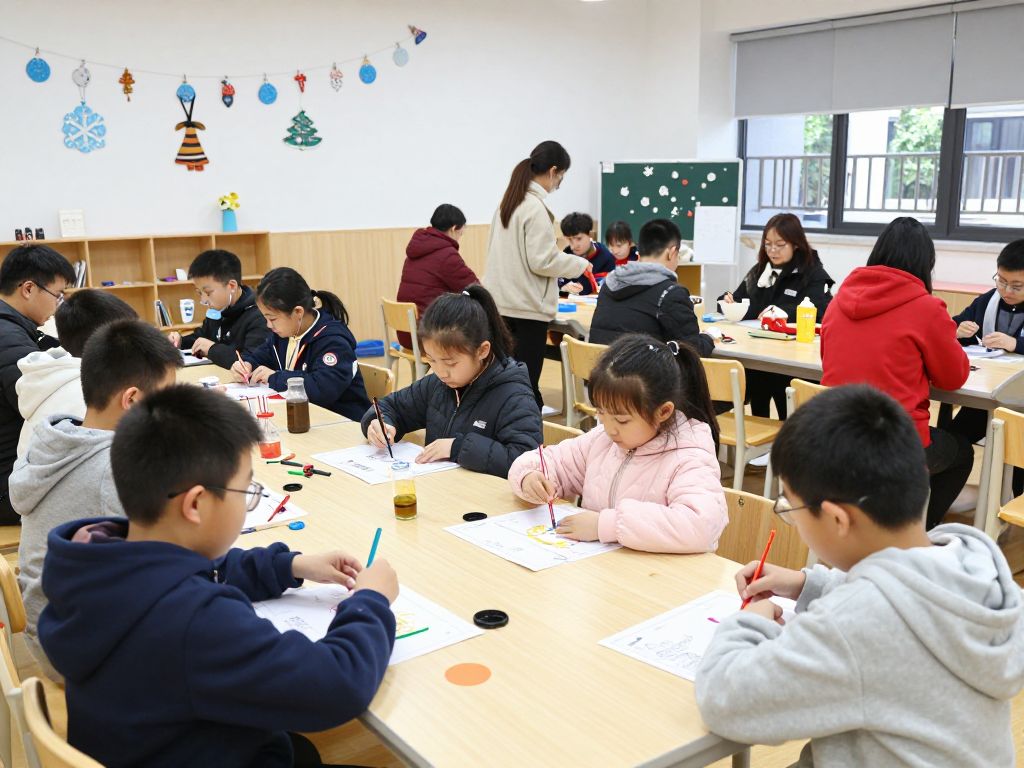 Children participating in winter-themed science activities at Beuf Community Center