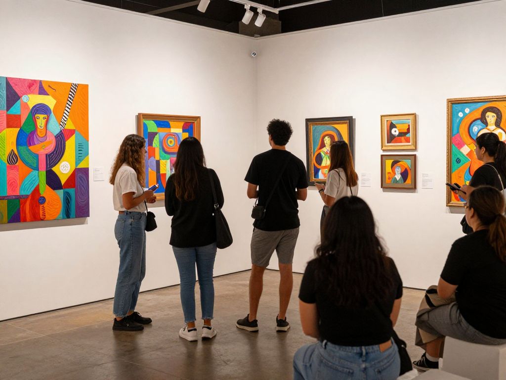 Artwork display at the BLOOM: The Art of Becoming exhibition in downtown Phoenix