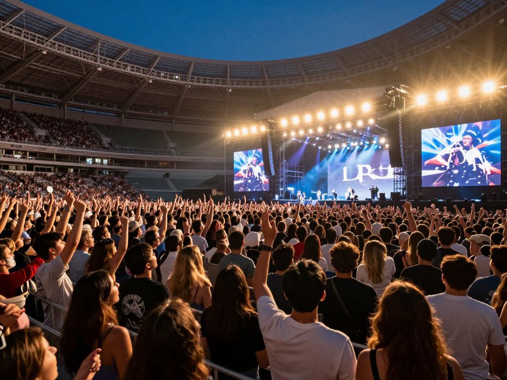 A large crowd enjoying a concert at State Farm Stadium