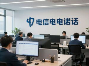 Modern office environment representing broadband communications leadership.