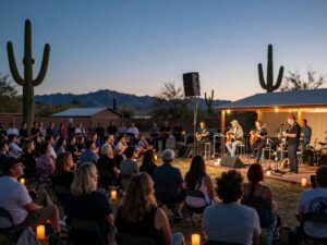 Audience enjoying the Candlelight Open Air tribute concert under the Arizona sky.