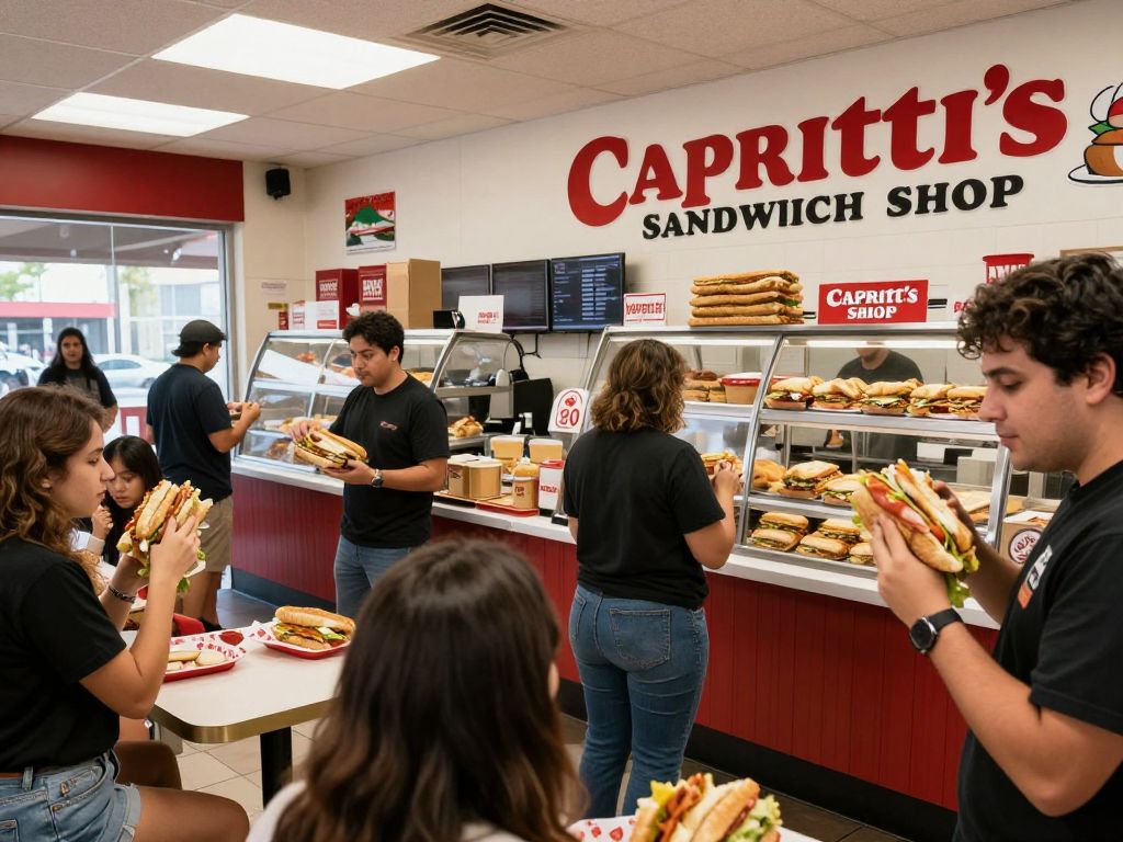 Interior of Capriotti's Sandwich Shop with customers dining