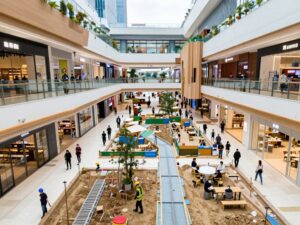 Rendering of the redeveloped Chandler Fashion Center in Arizona with new dining and retail spaces.