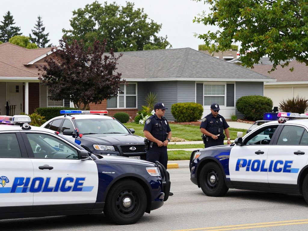 Police vehicles in a Chandler neighborhood during an emergency response.