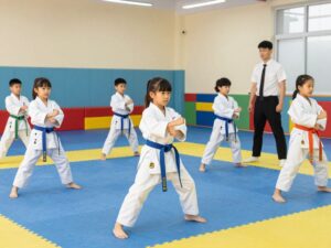 Young children engaged in a karate class at Longview Neighborhood Recreation Center in Phoenix, AZ
