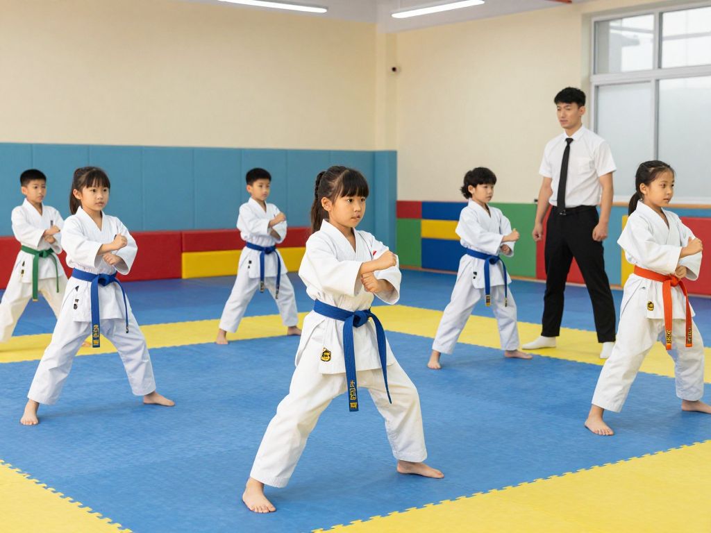 Young children engaged in a karate class at Longview Neighborhood Recreation Center in Phoenix, AZ