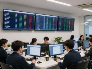 Customers engaging with staff at Coinhub Exchange in Phoenix.