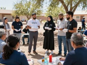 A diverse group participating in community service in Arizona