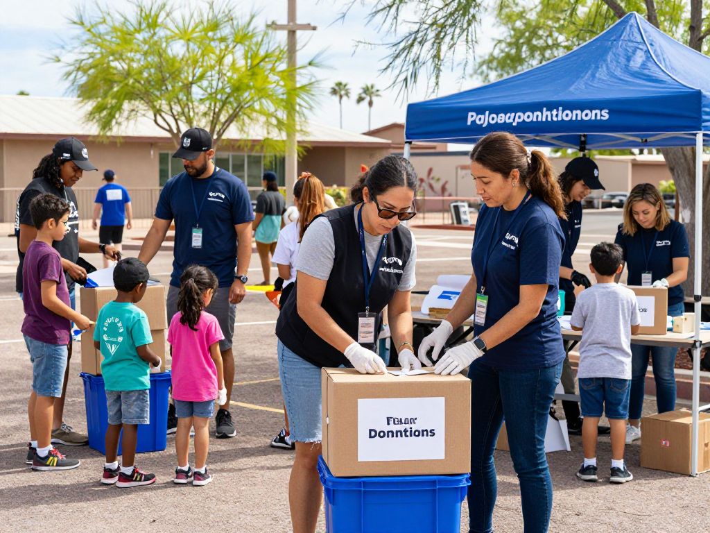 Families in Phoenix participating in charitable giving activities