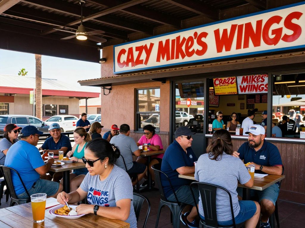 Outdoor dining area of Crazy Mike's Wings in Peoria