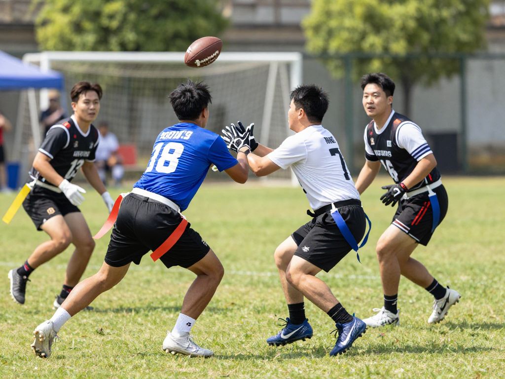 Flag football players in action during a game in Arizona
