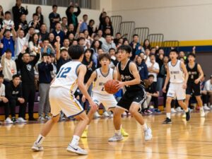 Fountain Hills Falcons vs Phoenix Christian Cougars basketball game in action