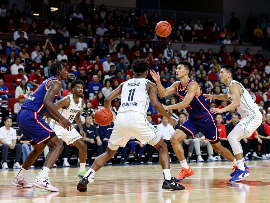 GCU Men's Basketball team celebrating after victory over Utah State