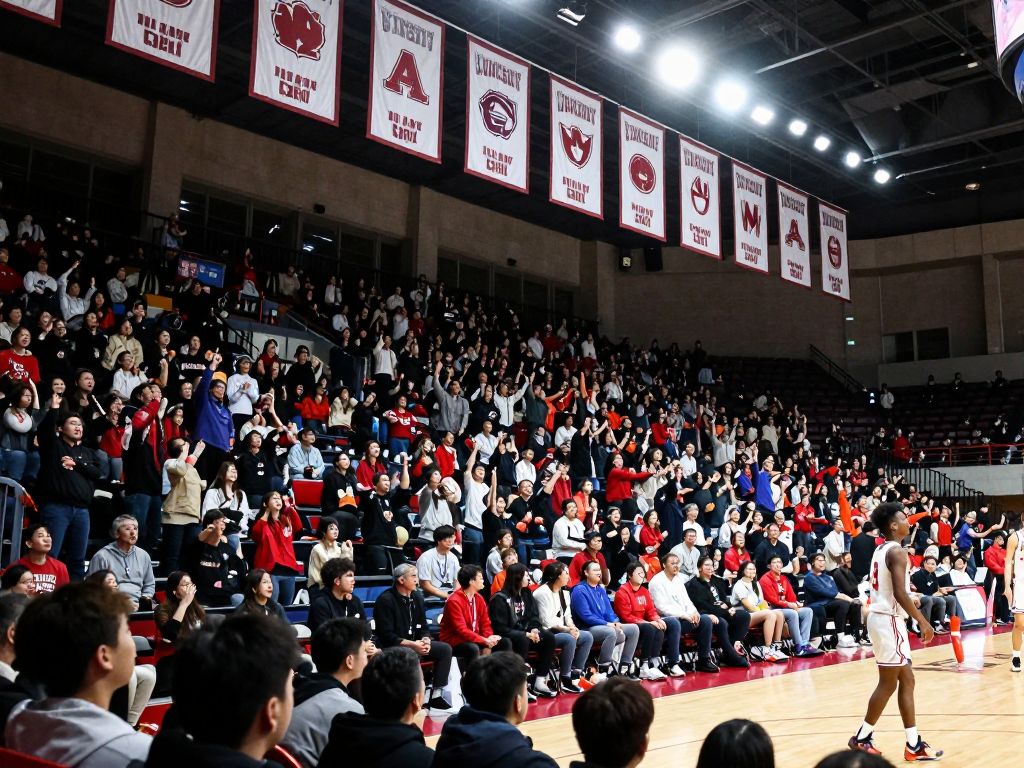 Crowd cheering in Global Credit Union Arena during GCU basketball game