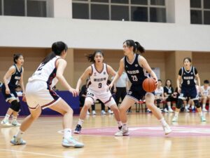 Women's basketball players from Grand Canyon University competing in a game.