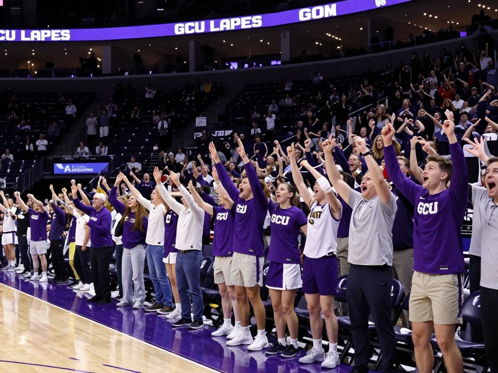 Grand Canyon University basketball fans cheering in the arena