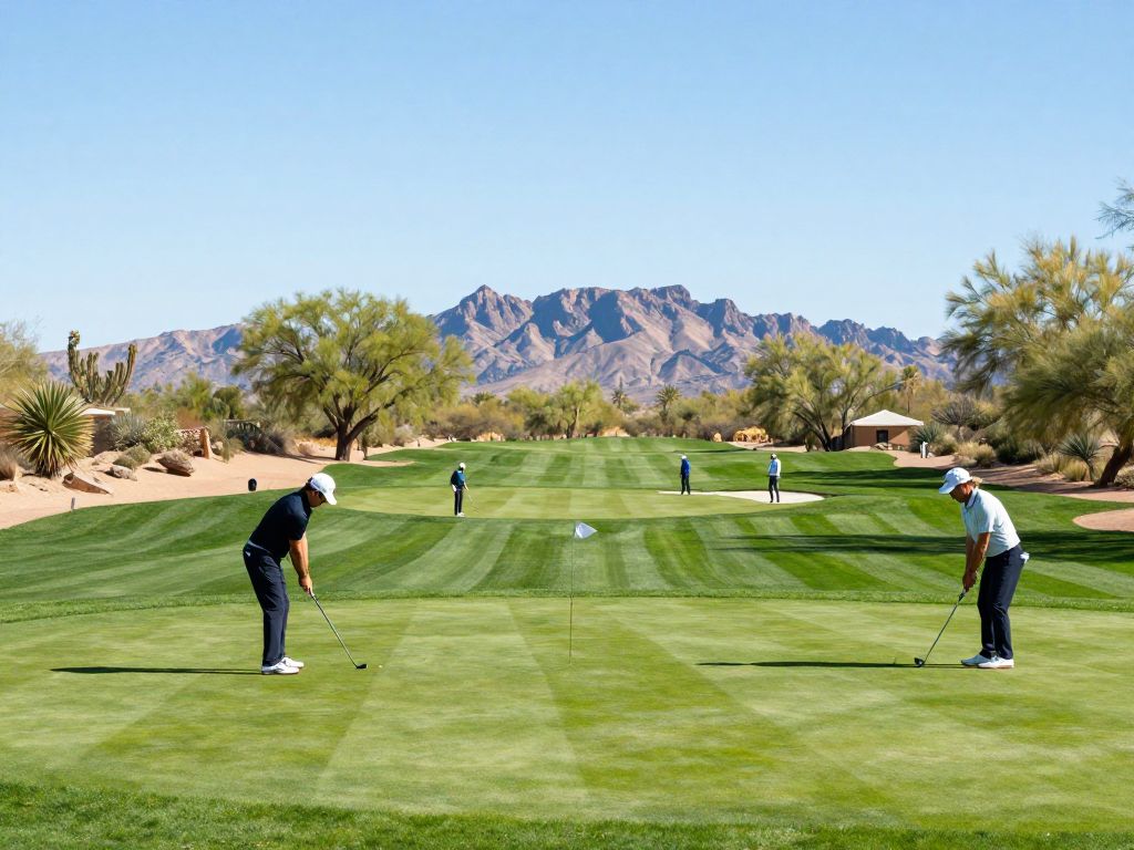 Participants playing golf at the inaugural event honoring a fallen police officer in Apache Junction, Arizona.