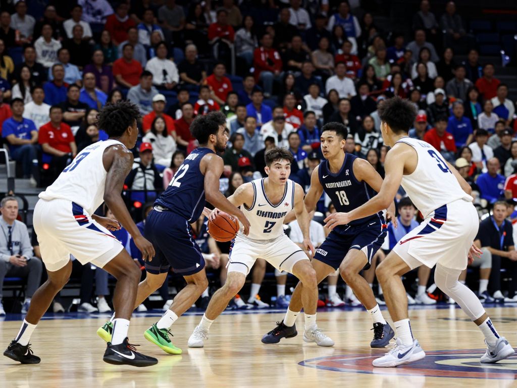 Grand Canyon University men's basketball team celebrating their victory over San Diego State University.