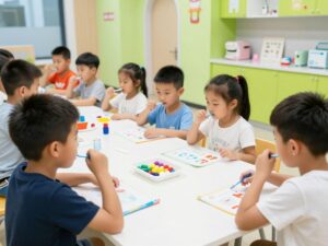 Children participating in dental health activities at the Children's Museum of Phoenix.